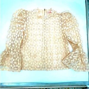 Mele E Pere Lace Women's blouse Top romantic Whimsygoth cottage bell sleeve M